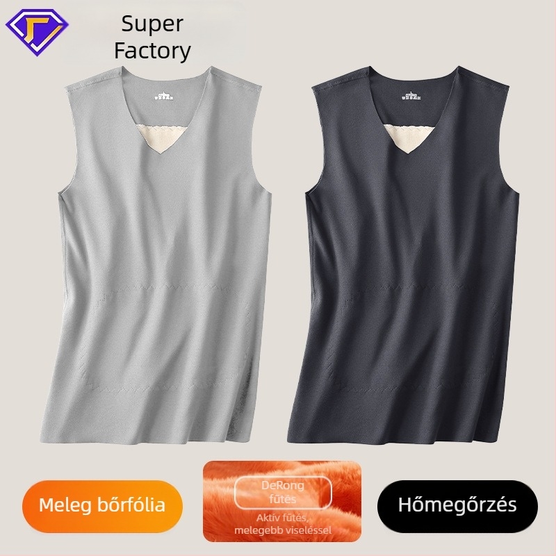 Férfi termikus mellény fleece béléssel, vastag, őszi-téli viseletre