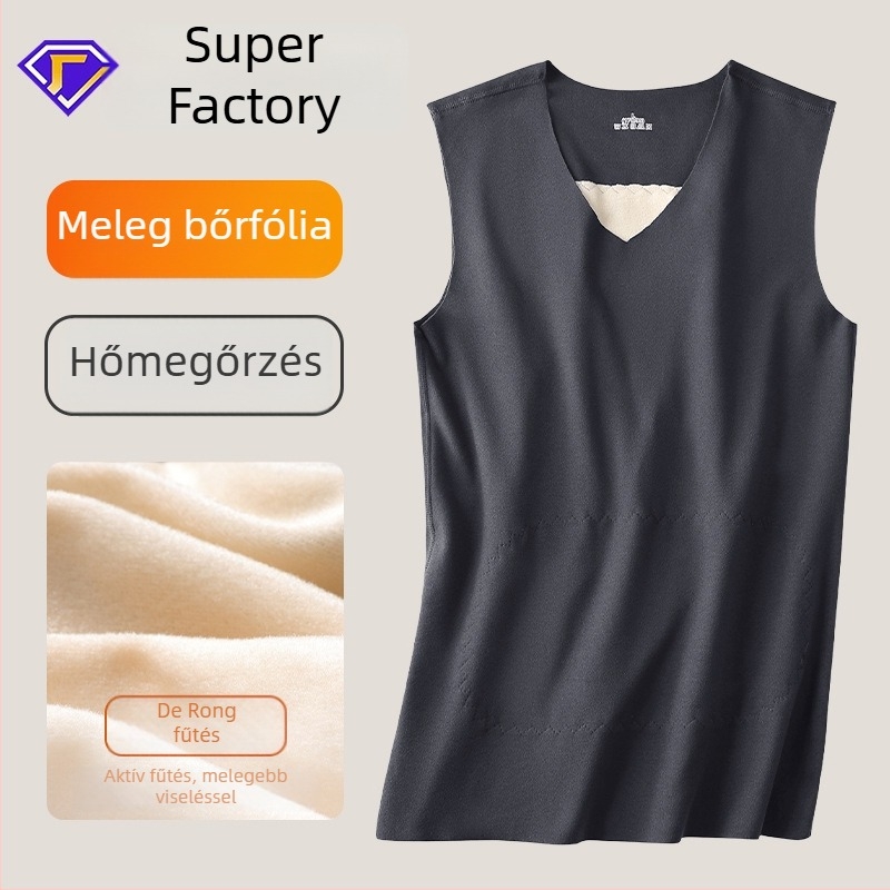 Férfi termikus mellény fleece béléssel, vastag, őszi-téli viseletre