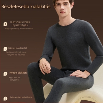 Woodpecker férfi melegítő alsóruha készlet, pamutból, fleeces béléssel, vastag alapréteg őszi–téli viselésre