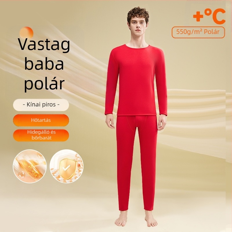 Woodpecker férfi melegítő alsóruha készlet, pamutból, fleeces béléssel, vastag alapréteg őszi–téli viselésre