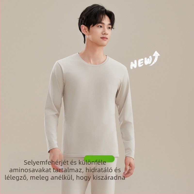 Férfiak számára termikus alsónemű garnitúra Modal anyagból, antibakteriális, középsúlyú 181–200 g/m², kerek nyakú, hosszú ujjú felső és nadrág