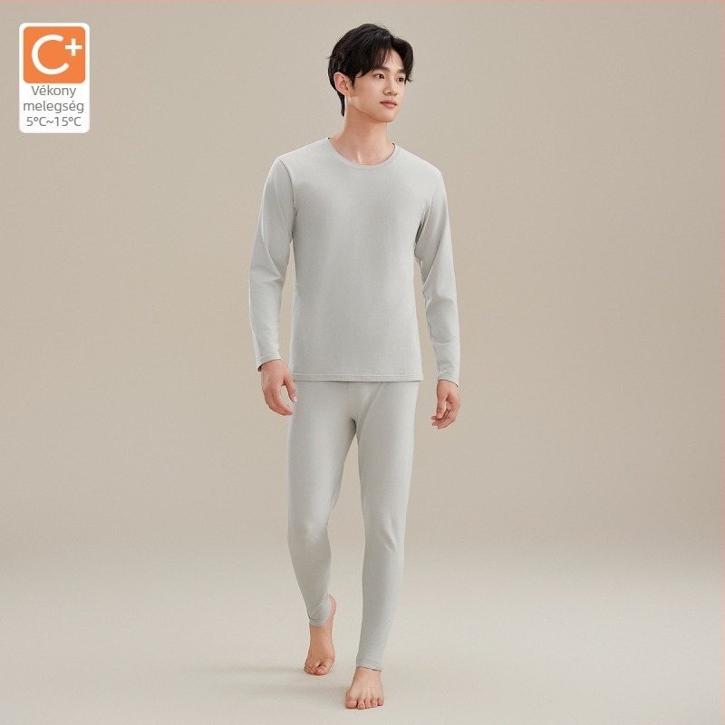 Férfiak számára termikus alsónemű garnitúra Modal anyagból, antibakteriális, középsúlyú 181–200 g/m², kerek nyakú, hosszú ujjú felső és nadrág
