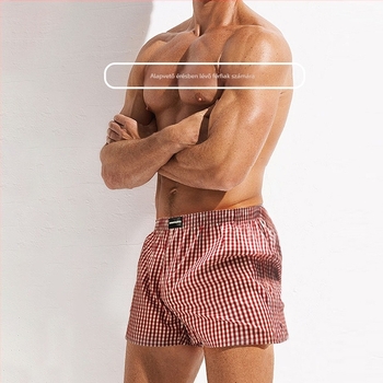 Aobanlu férfi pamut boxer, laza szabású, kockás mintázat, középmagas derekú