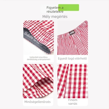 Aobanlu férfi pamut boxer, laza szabású, kockás mintázat, középmagas derekú