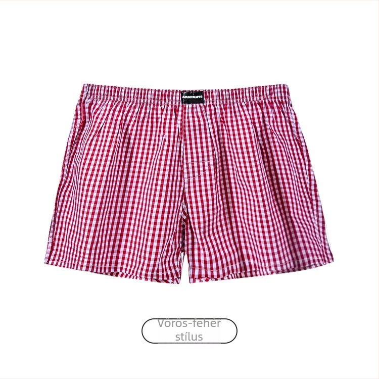 Aobanlu férfi pamut boxer, laza szabású, kockás mintázat, középmagas derekú