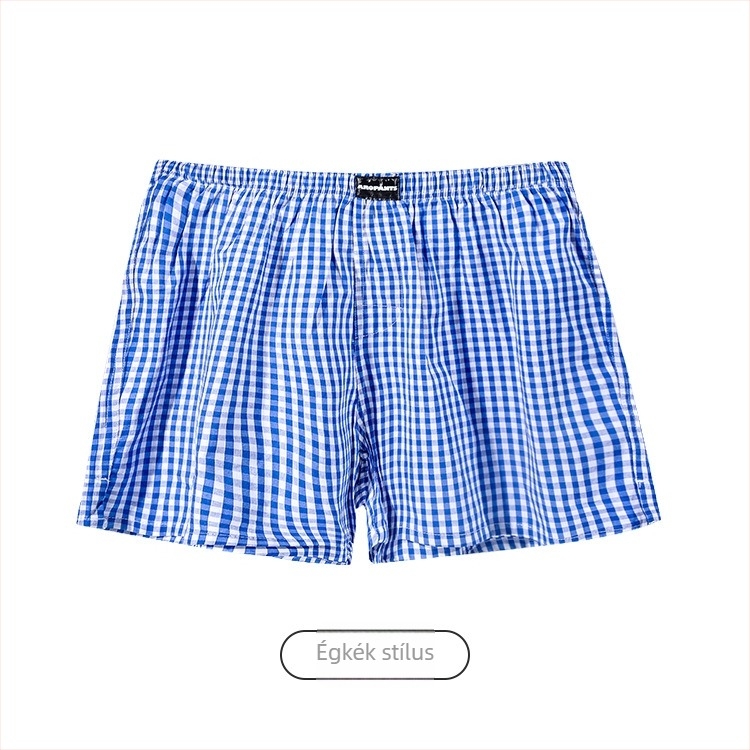 Aobanlu férfi pamut boxer, laza szabású, kockás mintázat, középmagas derekú