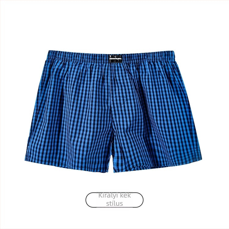 Aobanlu férfi pamut boxer, laza szabású, kockás mintázat, középmagas derekú