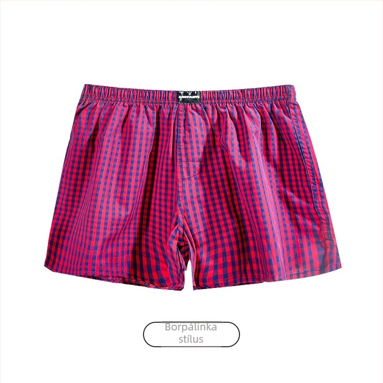 Aobanlu férfi pamut boxer, laza szabású, kockás mintázat, középmagas derekú