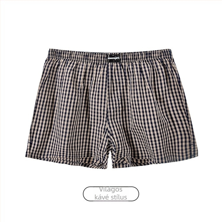 Aobanlu férfi pamut boxer, laza szabású, kockás mintázat, középmagas derekú
