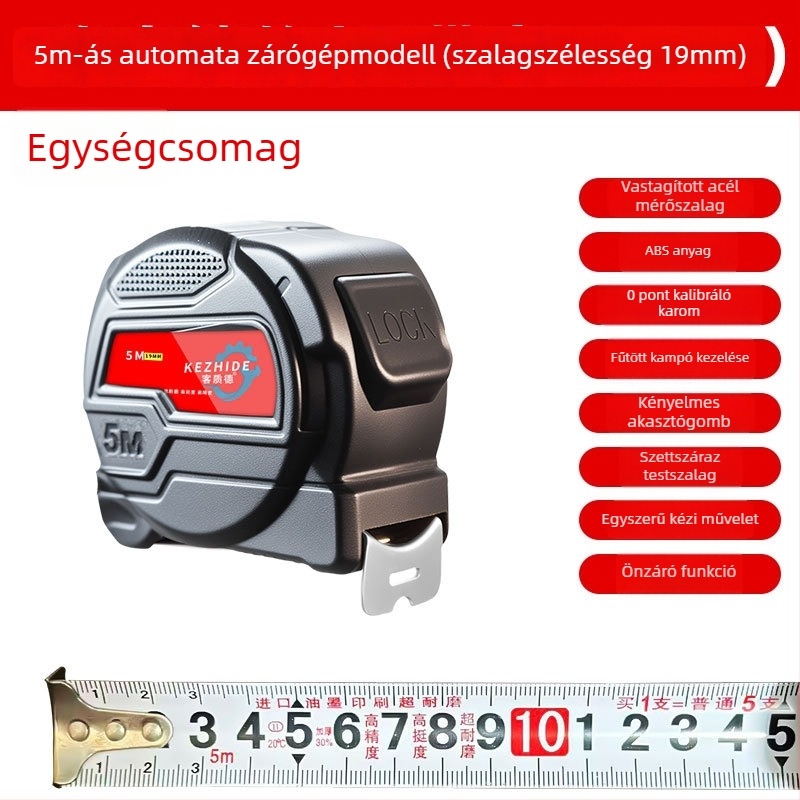 Magas pontosságú mérőszalag automata zárással, 5 m mérőszalag (Márka: Customer quality; Mérési tartomány: 5 m; Mérőeszköz típusa: mérőszalag)