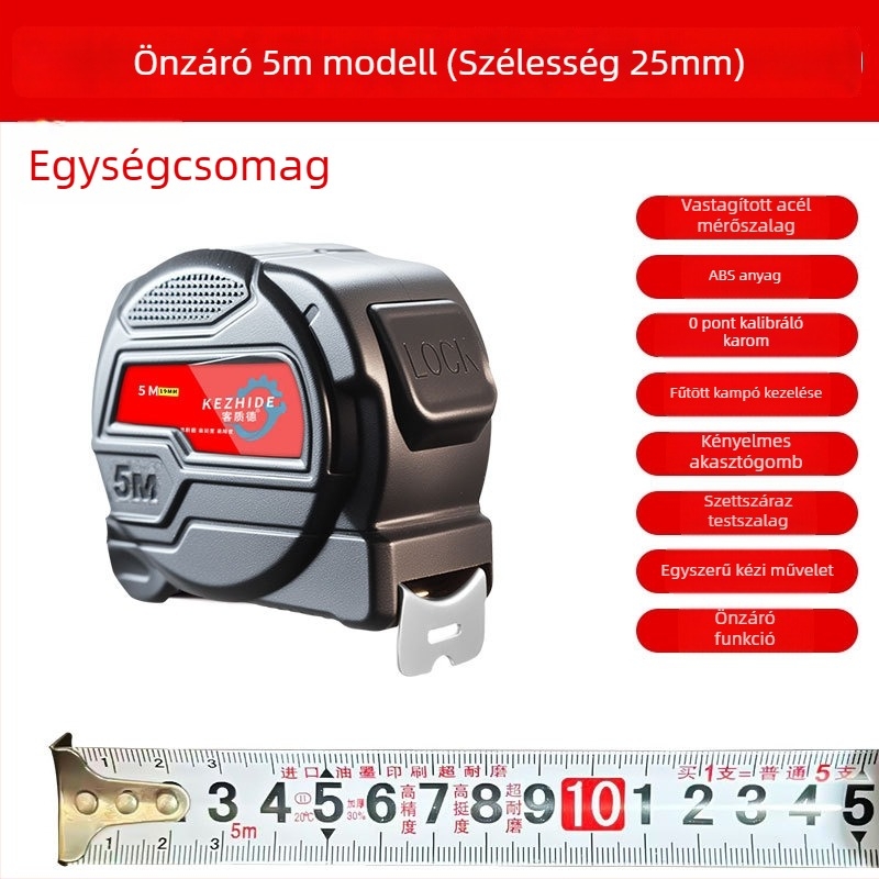 Magas pontosságú mérőszalag automata zárással, 5 m mérőszalag (Márka: Customer quality; Mérési tartomány: 5 m; Mérőeszköz típusa: mérőszalag)
