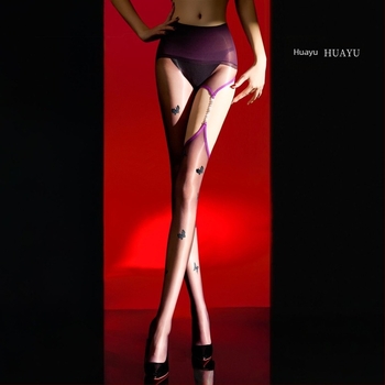 Nylon ultra vékony, varrás nélküli harisnya pillangó mintával – légáteresztő, emelőhatás