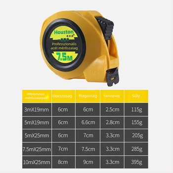 Soxton önzáró acél mérőszalag – nehéz kivitel, vastagabb szalag, otthoni asztalos munkához
