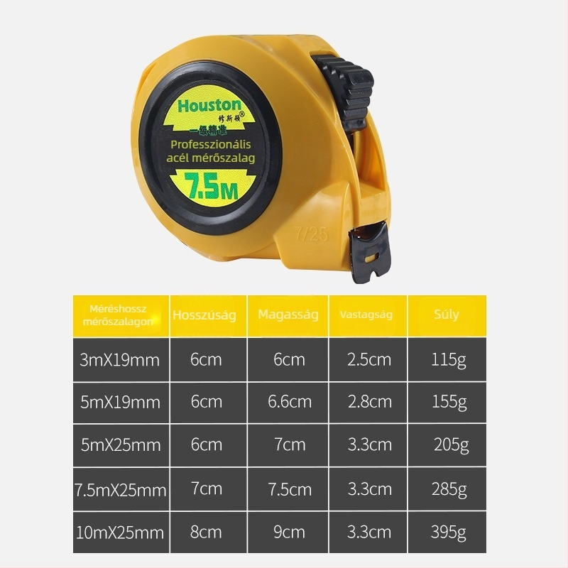 Soxton önzáró acél mérőszalag – nehéz kivitel, vastagabb szalag, otthoni asztalos munkához