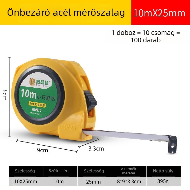Soxton önzáró acél mérőszalag – nehéz kivitel, vastagabb szalag, otthoni asztalos munkához