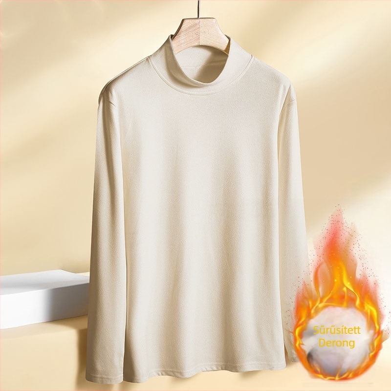 Velúr béléses termo felső, magas gallér, uniszex, hosszú ujjú, poliészter 95–100%