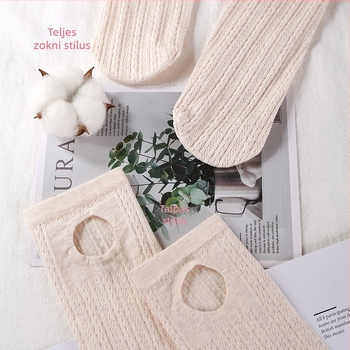 Japán stílusú fonott csíkos leggings nőknek, magas derékkal, szoros fazon, bokáig érő pamut harisnya, zab színben, karcsúsító és vékony