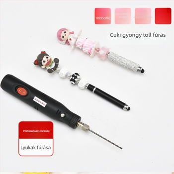 12V-os mini elektromos fúró, folyamatosan szabályozható sebesség, kefés motor, hálózati tápegység, univerzális tokmány, előre-hátra nélkül