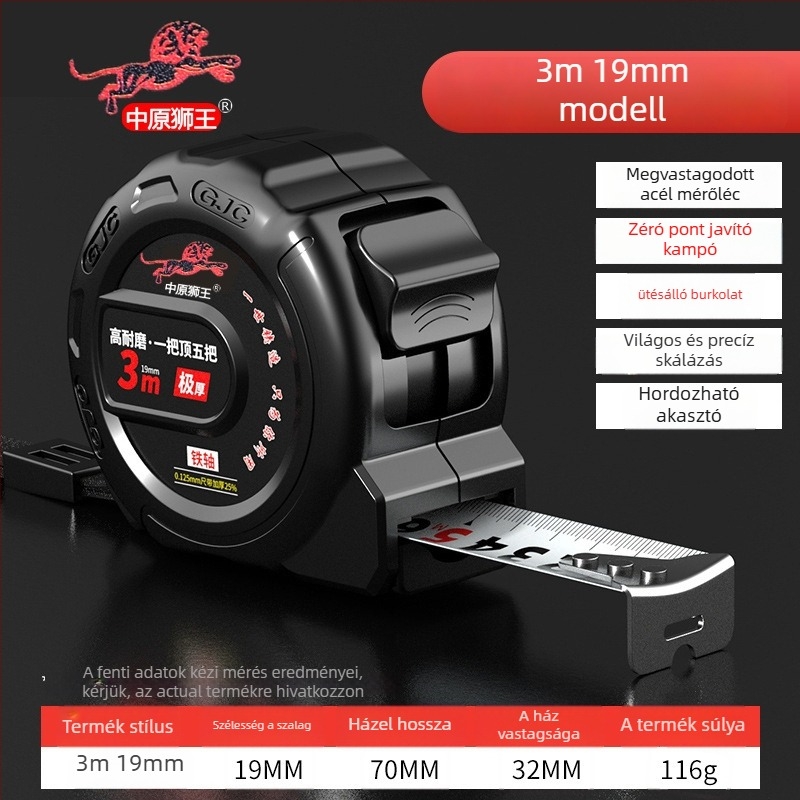 Dobozos mérőszalag, esésálló, nagy pontosságú, kopásálló, mérési tartomány 0-3m/0-5m/0-7.5m/0-10m