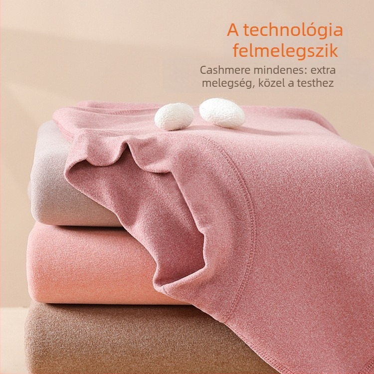 Női melegítő fleece-béléssel: vastag, dupla rétegű felső és nadrág, kerek nyakú, hosszú ujjú