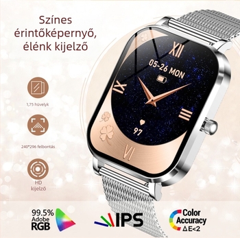 MK90 okosóra ultra vékony dizájnnal, Bluetooth hívások, szívritmus-monitorozás, vérnyomás-mérés, alvásfigyelés, 7–14 napos akkumulátor-élettartam