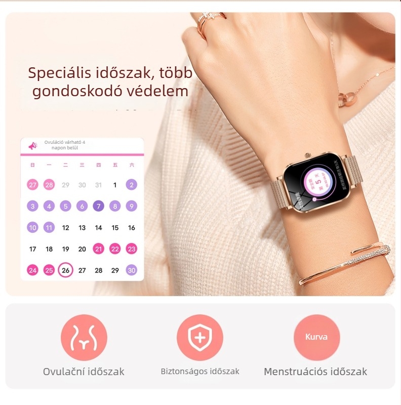 MK90 okosóra ultra vékony dizájnnal, Bluetooth hívások, szívritmus-monitorozás, vérnyomás-mérés, alvásfigyelés, 7–14 napos akkumulátor-élettartam