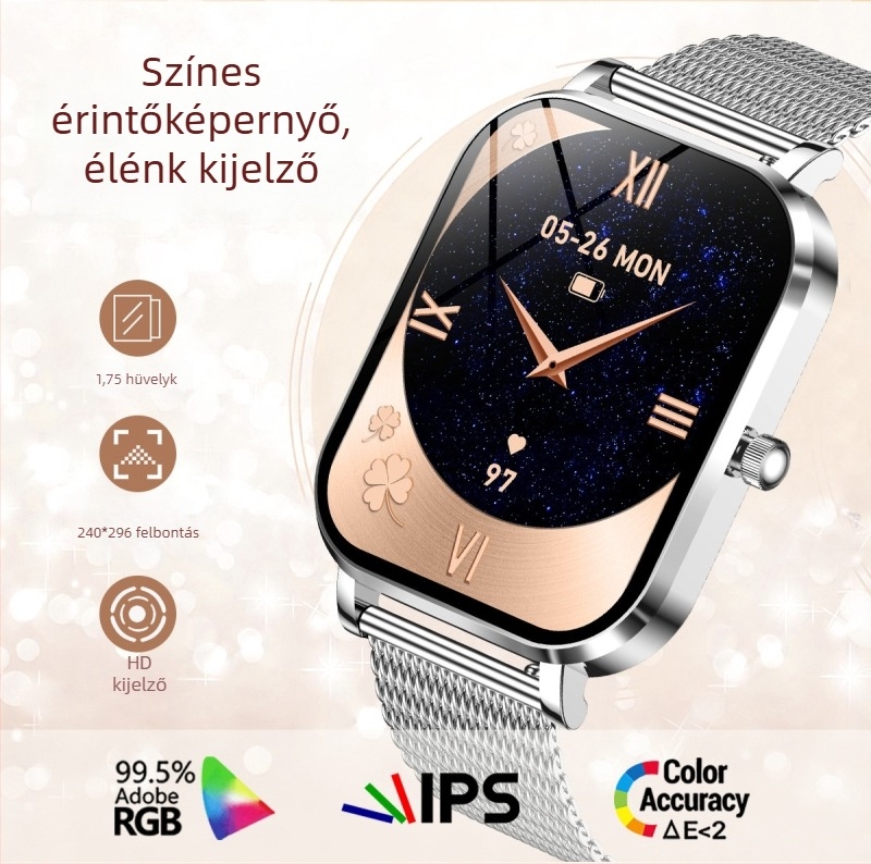 MK90 okosóra ultra vékony dizájnnal, Bluetooth hívások, szívritmus-monitorozás, vérnyomás-mérés, alvásfigyelés, 7–14 napos akkumulátor-élettartam