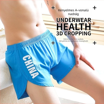 Férfi pamut nyomtatott boxeralsó - lélegző, középmagasságú derék, egyszerű szövés, 100% pamut