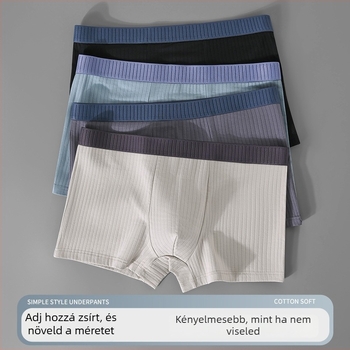 Férfi boxeralsó tiszta pamutból, lélegző, középmagas derekú, egyszínű, ágyékrész belső része viszkózból