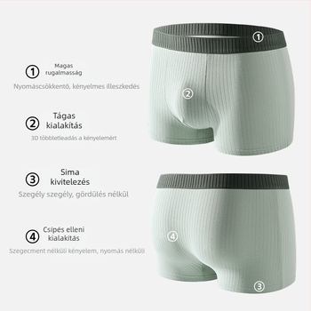 Férfi boxeralsó tiszta pamutból, lélegző, középmagas derekú, egyszínű, ágyékrész belső része viszkózból