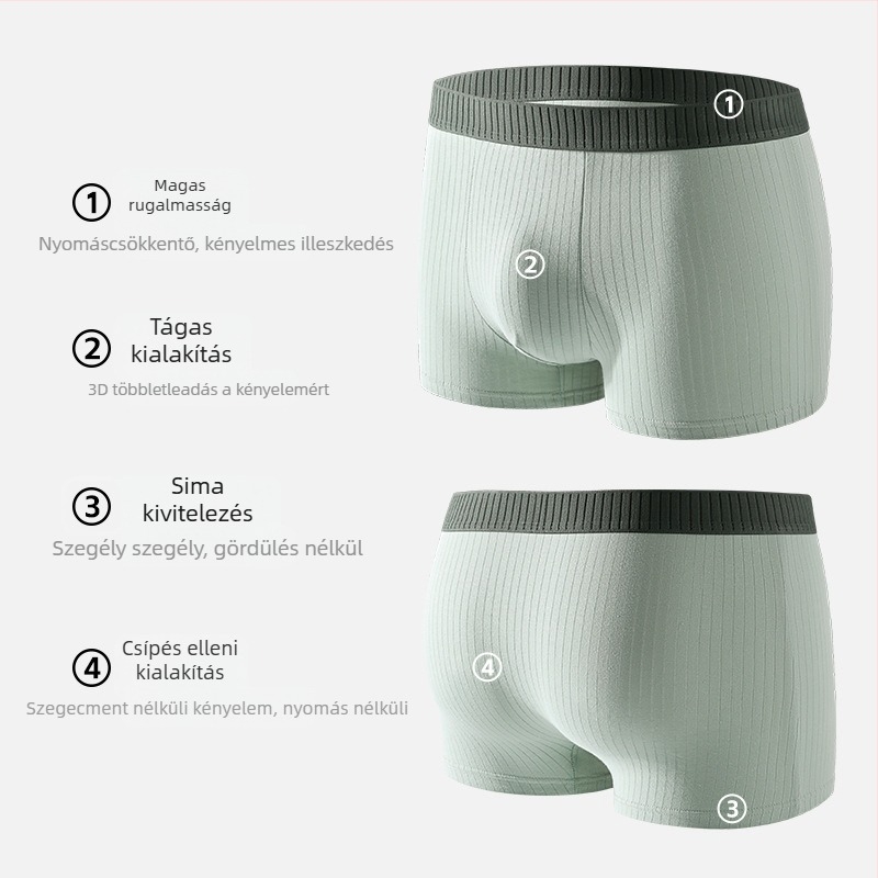 Férfi boxeralsó tiszta pamutból, lélegző, középmagas derekú, egyszínű, ágyékrész belső része viszkózból