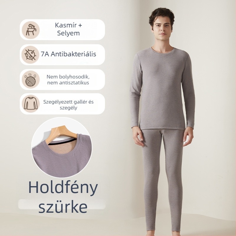 Férfiak és nők számára készült termikus alsóruha készlet, hosszú ujjú felső és hosszú nadrág, varrat nélküli téli ruházat