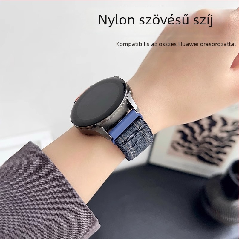 Nylon szövött óraszíj hullámos mintával, 20 mm szélesség, Huawei, Samsung és Garmin készülékekhez