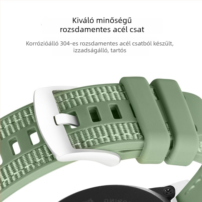 Huawei Watch GT5 szilikon szíj nylonhatású, 46 mm, 22 mm szélesség, sportos stílus, tűs csat