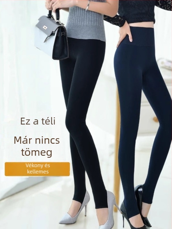 Női termo leggings fleece béléssel, magas derekú, karcsú szabás, vastag anyag, nagy rugalmasság