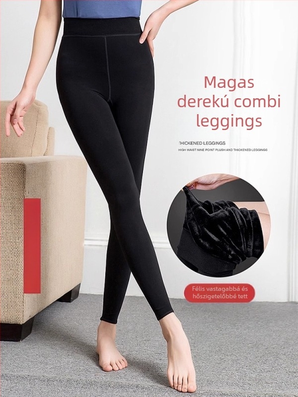 Női termo leggings fleece béléssel, magas derekú, karcsú szabás, vastag anyag, nagy rugalmasság