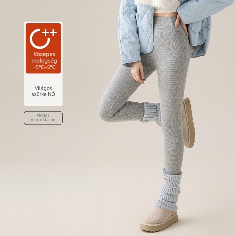 Pluszméretű pamut leggings fleece-bevonattal, nőknek, bokáig érő hossz, meleg, geometrikus mintázat