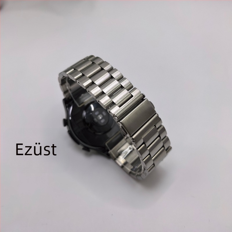 Tömör rozsdamentes acél óraszíj három gyöngyös dizájnnal, kompatibil Apple Watch S10 és Huawei GT5, szélesség 20/22 mm