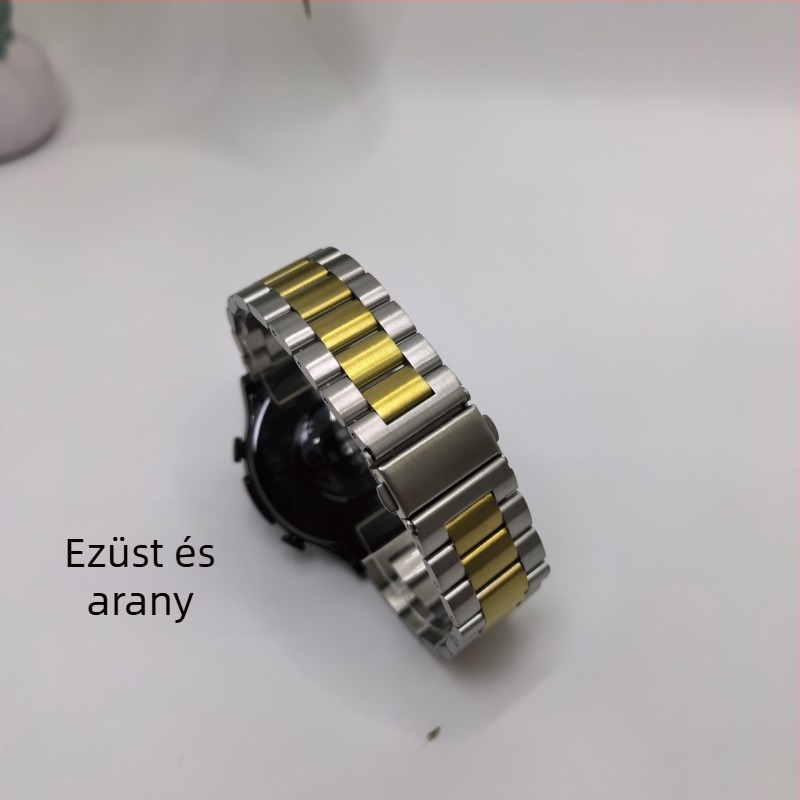 Tömör rozsdamentes acél óraszíj három gyöngyös dizájnnal, kompatibil Apple Watch S10 és Huawei GT5, szélesség 20/22 mm