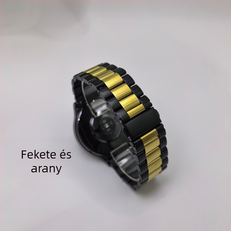 Tömör rozsdamentes acél óraszíj három gyöngyös dizájnnal, kompatibil Apple Watch S10 és Huawei GT5, szélesség 20/22 mm