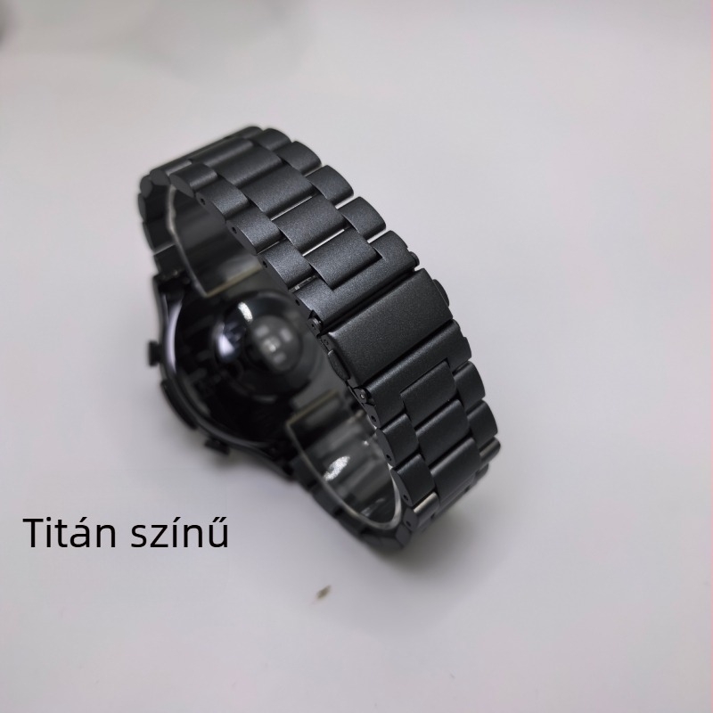 Tömör rozsdamentes acél óraszíj három gyöngyös dizájnnal, kompatibil Apple Watch S10 és Huawei GT5, szélesség 20/22 mm