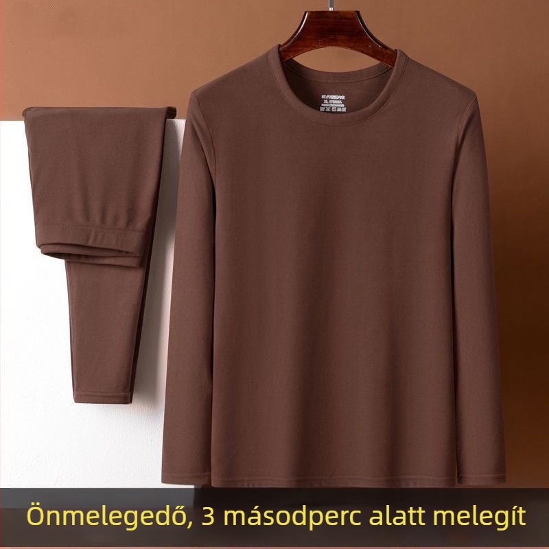 Férfi Derong poliészter termo alsóruha szett, középsúlyú 181–200 g/m², egyrétegű felső hosszú ujjú, kerek nyakú