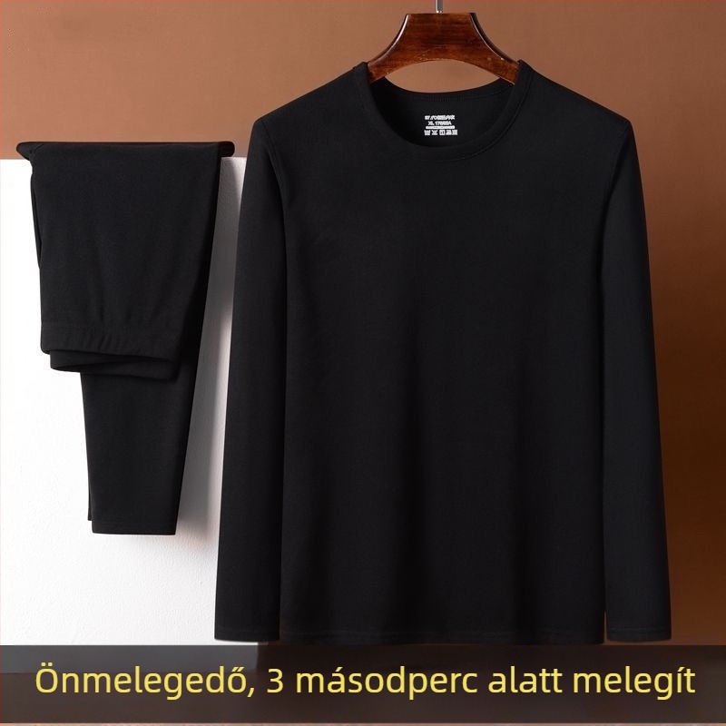 Férfi Derong poliészter termo alsóruha szett, középsúlyú 181–200 g/m², egyrétegű felső hosszú ujjú, kerek nyakú