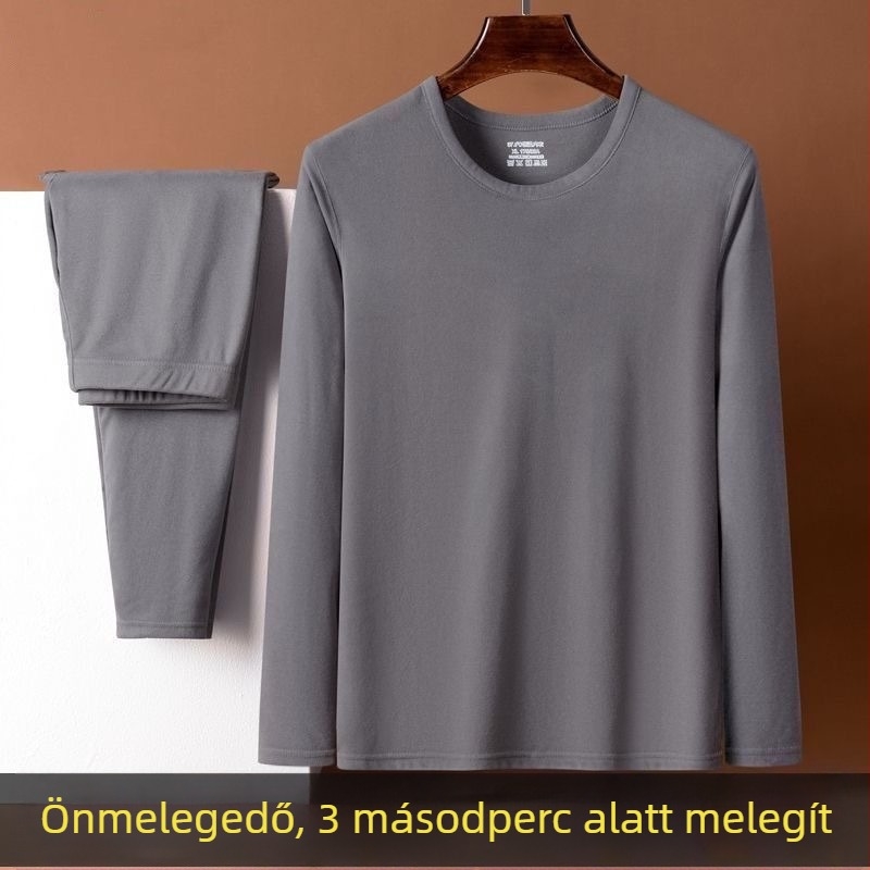 Férfi Derong poliészter termo alsóruha szett, középsúlyú 181–200 g/m², egyrétegű felső hosszú ujjú, kerek nyakú