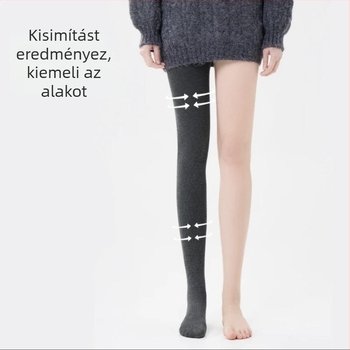 Pamutból készült fleece-sel bélelt leggings, magas derekú, háromnegyedes hosszúságú, vastag és meleg