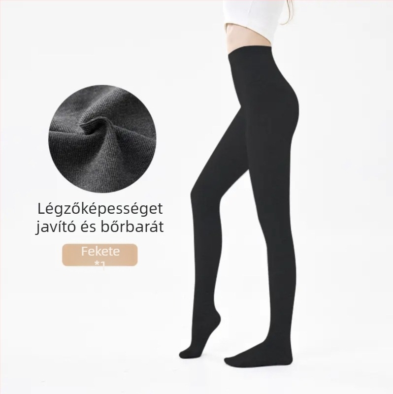 Pamutból készült fleece-sel bélelt leggings, magas derekú, háromnegyedes hosszúságú, vastag és meleg