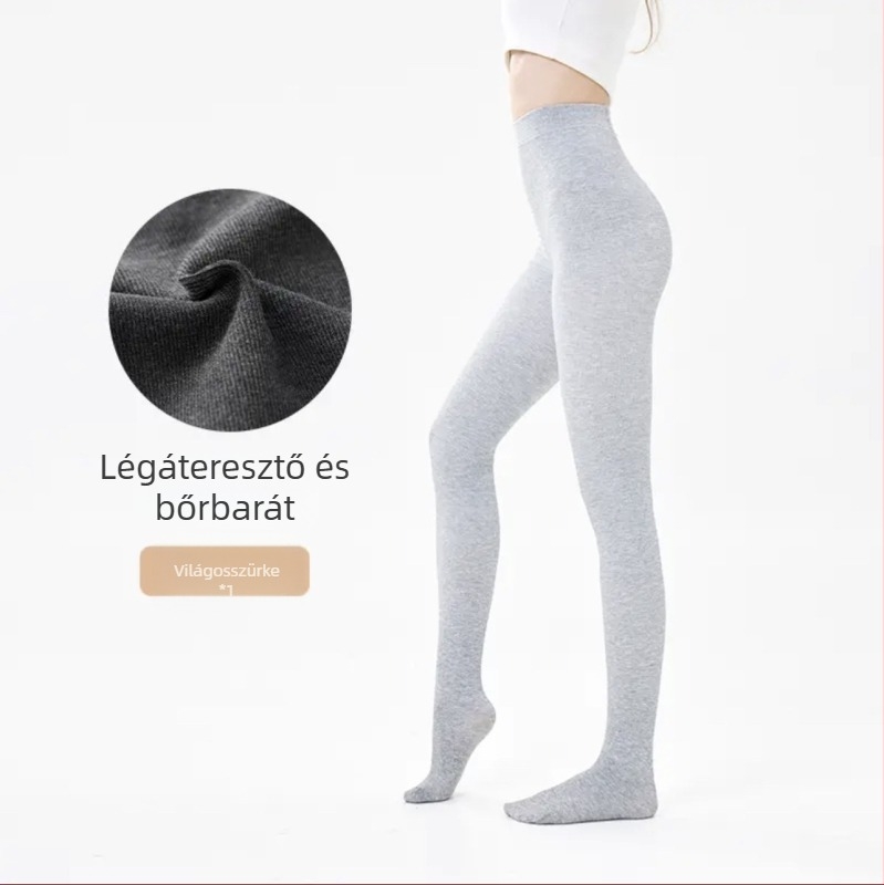Pamutból készült fleece-sel bélelt leggings, magas derekú, háromnegyedes hosszúságú, vastag és meleg