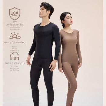 Uniszex ultra vékony nejlon termo alapréteg készlet, kerek nyakkal, bőr-alap réteg felsővel, melegítésre (81–100 g/m²)