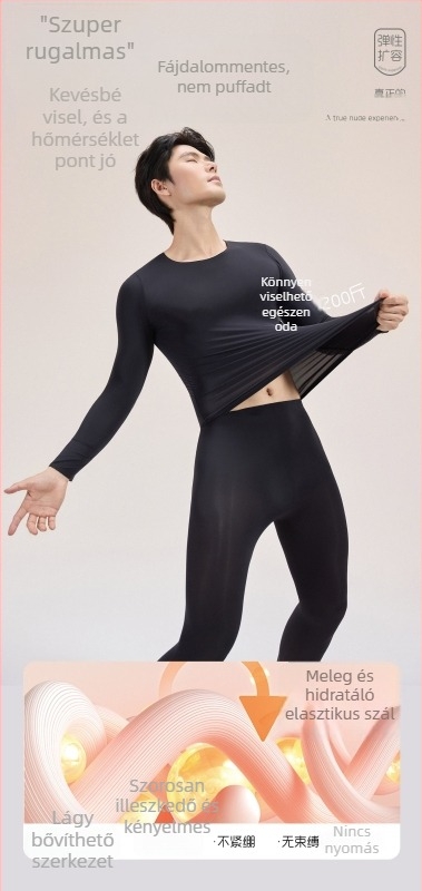 Uniszex ultra vékony nejlon termo alapréteg készlet, kerek nyakkal, bőr-alap réteg felsővel, melegítésre (81–100 g/m²)