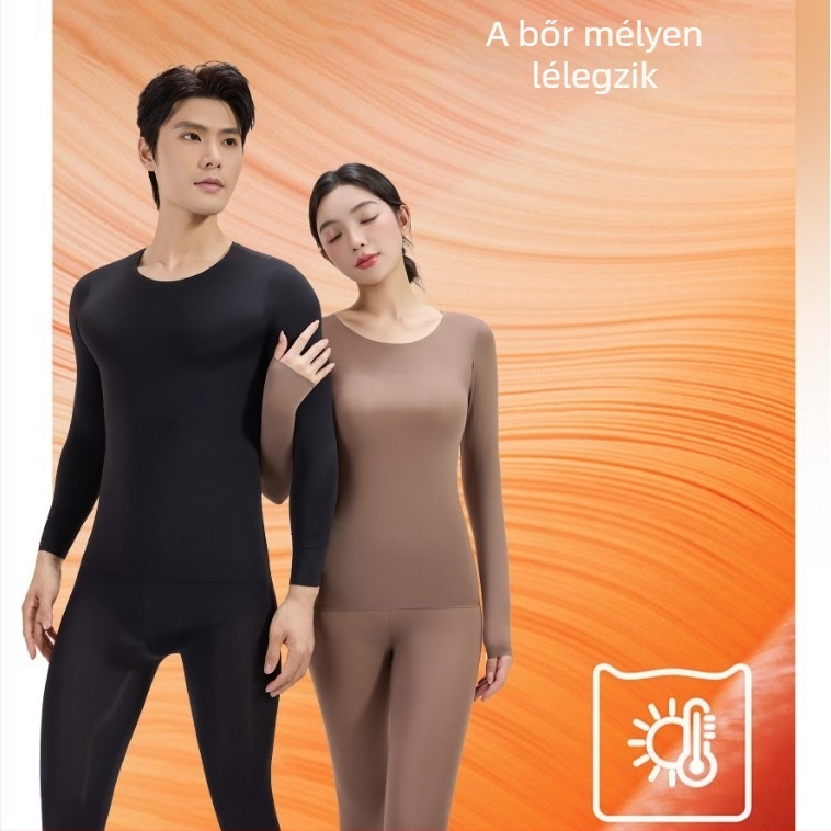 Uniszex ultra vékony nejlon termo alapréteg készlet, kerek nyakkal, bőr-alap réteg felsővel, melegítésre (81–100 g/m²)